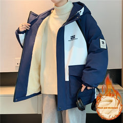 Winter Fleece-lined Thickened Boy Warm Work Clothing Hooded Cotton Coat Jacket - Otaj Gifts