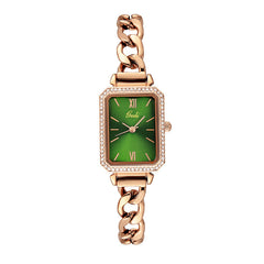 Luxury Rhinestone Denim With Small Green Watch - Otaj Gifts