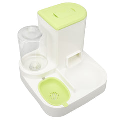 Pet Cat Waterer Food Feeder with 2.2L Food Container Odorless Dog 1L Automatic Water Dispenser Food Feeder Green - Otaj Gifts