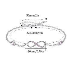 Sterling Silver Endless Love Symbol Anklet Charm Adjustable Chain Anklets For Women - Otaj Gifts
