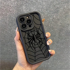 Black Spider Web Phone Case Silicone All-inclusive Drop-resistant - Otaj Gifts
