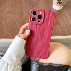 Simple Solid Color Pleated Pattern Phone Case Frosted Protective Cover - Otaj Gifts