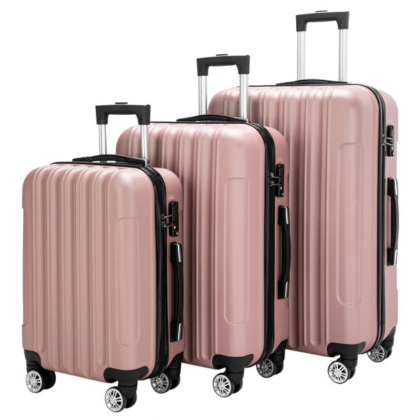 Vertical 3-in-1 Spinner Wheel With Handle Trolley Box 20in 24in 28in ABS Aluminum Alloy Trolley Fashion Color - Rose Gold - Otaj Gifts