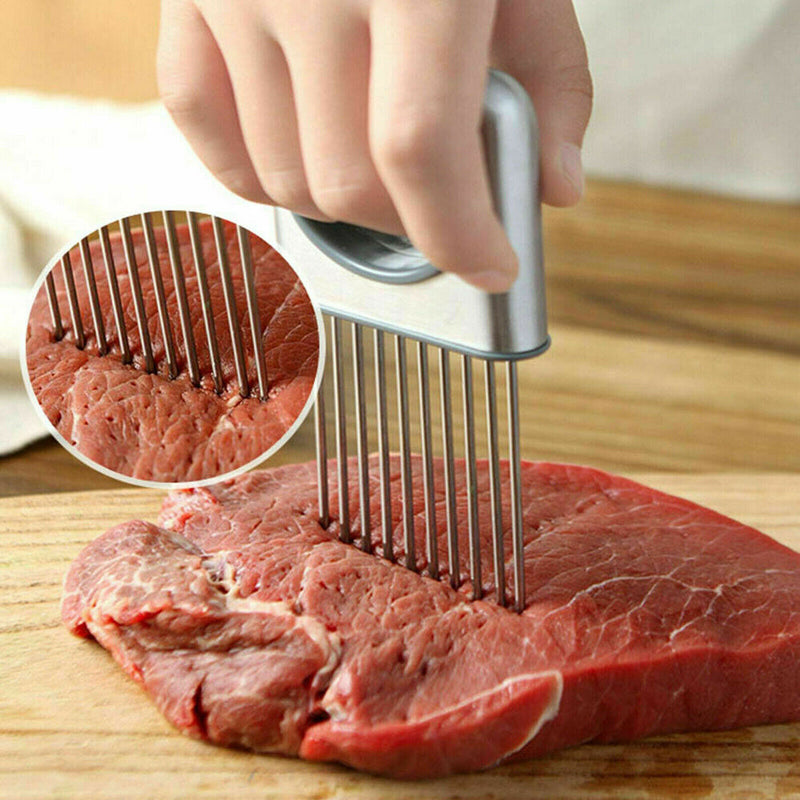 Onion Holder Slicer Vegetable tools Tomato Cutter Stainless Steel Kitchen Gadget - Otaj Gifts