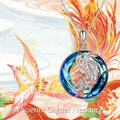 Nirvana Phoenix Necklace Sterling Silver Crystal Phoenix Jewelry Necklaces for Women - Otaj Gifts