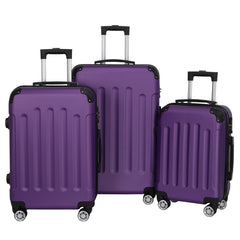 Three In One Handle Universal Wheel With 4 Corner Guards Pull Rod Box, 20in, 24in, 28in ABS Aluminum Alloy Pull Rod, Classic Color Scheme - Dark Purple - Otaj Gifts