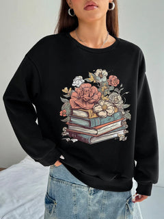 Women Basic Casual Pullover Spring Autumn Long Sleeve Write Elegantly Printed Round Neck - Otaj Gifts