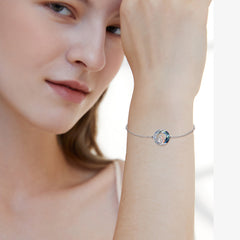 Sterling Silver Girls Dog Adjustabl Bracelet Jewelry Gift with Crystal - Otaj Gifts
