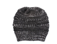 Mixed Color Knitted Wool Hat Ladies Non-labeled Ponytail Hat - Otaj Gifts