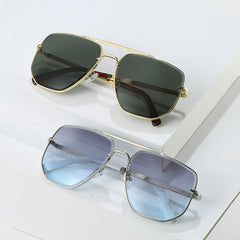 Fashion Square Metal Double Beam Sun Glasses - Otaj Gifts