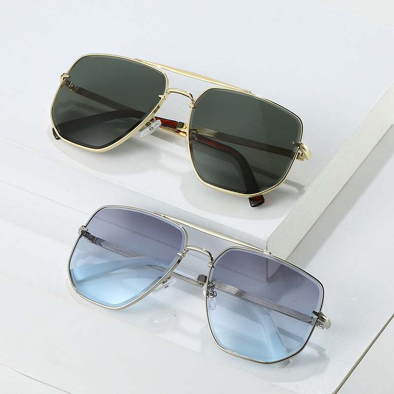 Fashion Square Metal Double Beam Sun Glasses - Otaj Gifts