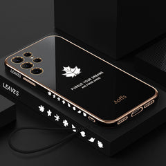 Straight Edge Electroplating Phone Case Maple Leaf Cell Phone Shell - Otaj Gifts