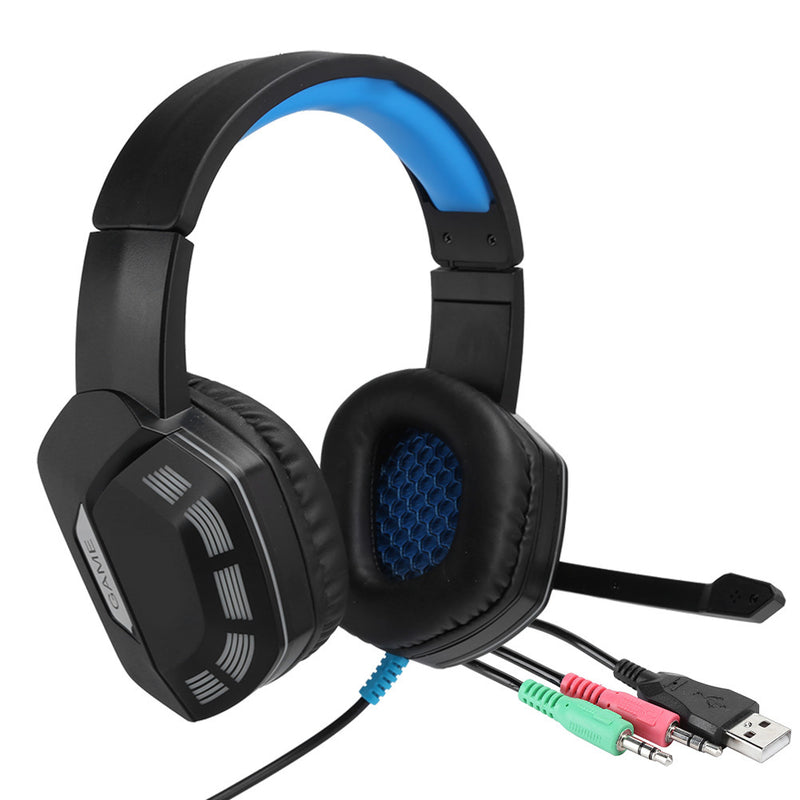 For PS4 3.5mm Headmounted Gaming Headphone with Noise Reduction Microphone RGB Light(black blue ) - Otaj Gifts