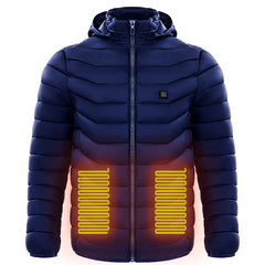 Men Heated Puffer Jacket Electric Heating Coat Insulated Hood Windbreaker - Otaj Gifts