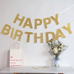Happy Birthday Letter Flag Party Background Wall Decoration - Otaj Gifts