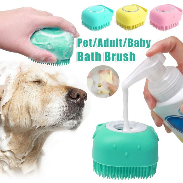 Silicone Dog Bath Massage Gloves Brush Pet Cat Bathroom Cleaning Tool Comb Brush For Dog Can Pour Shampoo Dog Grooming Supplies - Otaj Gifts