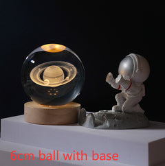 3D Crystal Ball Night Light Solar System Cosmic Theme LED Decoration Light Wooden Base Astronomy Nightlights Birthday Gift - Otaj Gifts