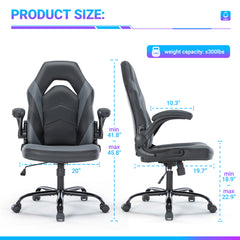 PU Leather Ergonomic Office Chair Swivel Computer Gaming Chair With Lumbar Support - Otaj Gifts