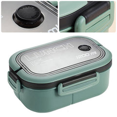 1200ml Bento Lunch Box Double Layer Insulation Lunch Box Container with Fork Spoon for Students Office Workers Green - Otaj Gifts