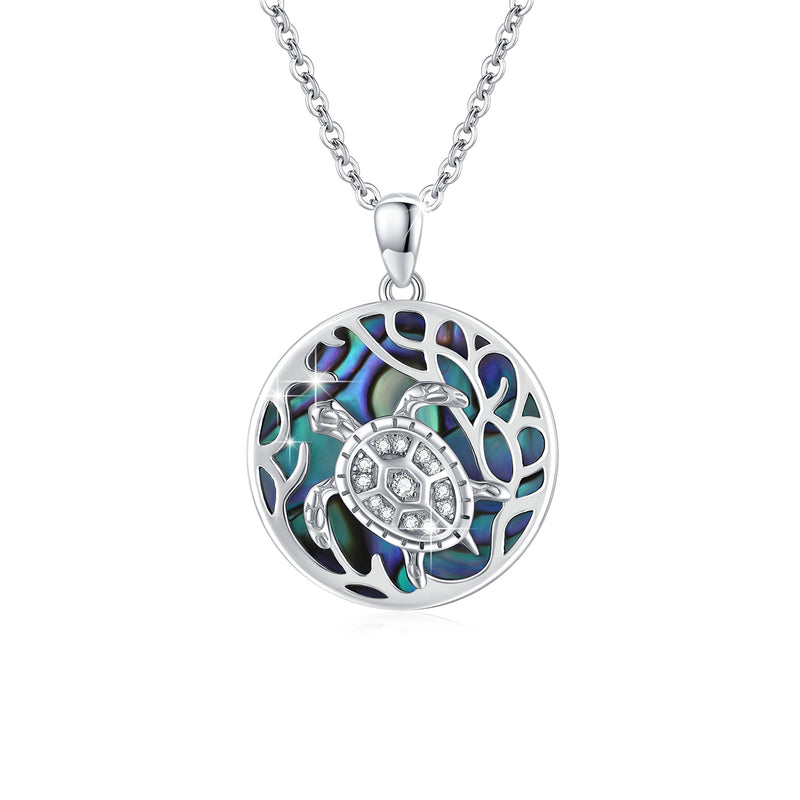 925 Sterling Silver Abalone Shell Turtle Pendant Necklace for Women and Ocean Enthusiasts - Otaj Gifts