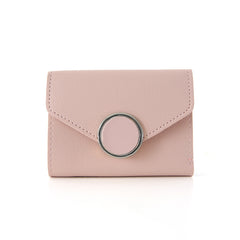 Ring British Retro Lychee Pattern Women's Solid Color Tri-fold Wallet - Otaj Gifts