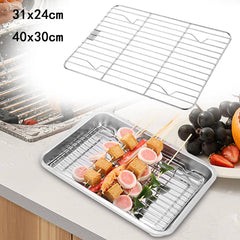 Stainless Steel Baking Pan Toaster Oven Pans Grid Baking Dish BBQ Cookie Cake - Otaj Gifts