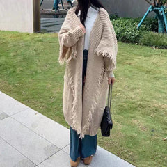 Long Alpaca Wool Sweater Coat, Women's Soft And Waxy Jacket,  Hand Knit Sweater Cardigan, Loose Korean Style, Knitwear, Womens Clothing - Otaj Gifts
