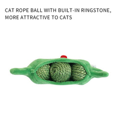 3PCS Cat Toy Balls, Interactive Pet Play Balls Sisal Rope Scratching Chew Ball Toy With Rustling Sound Pea Pod Storage For Indoor Kitten Training Hunting - Otaj Gifts