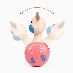 Sliding Deer Baby Tumbler Rattle 3 In 1 Sliding Tumbler Toy Baby Rattle Montessori Bath Toy For W Built-in Ring Bear Roly-Poly Early Learning Christmas Tumbler - Otaj Gifts