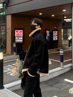 Men's Suede Lamb Wool Cotton Coat Coat - Otaj Gifts