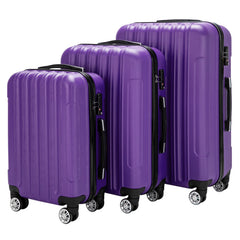 Vertical 3-in-1 Spinner Wheel With Handle Trolley Case 20in 24in 28in ABS Aluminum Alloy Trolley Classic Color - Purple - Otaj Gifts
