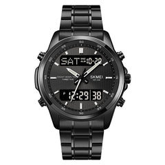 Multifunctional Men's Steel Strap Watch Double Display Sports - Otaj Gifts