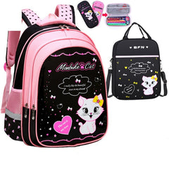 Kids School Cute Cat Print Backpack - Otaj Gifts