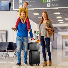 FCH Vertical Pattern 2-Piece Set 20 Inch Expandable With 14 Inch Suitcase, ABS, PC Trolley Case, 14in 20in Silent Wheels, Inner Iron And Outer Aluminum Tie Rod, Classic Color- Black - Otaj Gifts