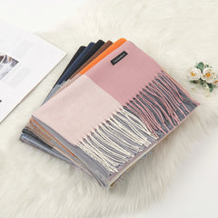 Autumn And Winter New Contrast Color Warm Cashmere-like Fashion Scarf - Otaj Gifts