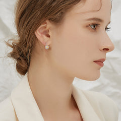 Daisy Leverback Hoop Earrings in White Gold Plated Sterling Silver - Otaj Gifts
