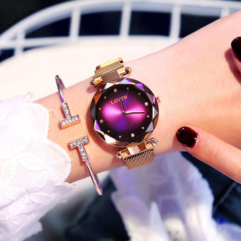 Women's Starry Quartz Lazy Magnet Strap Iron-absorbing Watch - Otaj Gifts