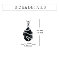 Sterling Silver Black Obsidian Tourmaline Crystal Snake Necklace Jewelry as Gifts - Otaj Gifts