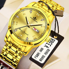 New Luminous Double Calendar Quartz Stainless Steel Waterproof Men's Watch With Watch - Otaj Gifts