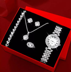Fashion Watch Gift Suit Quartz Watch Necklace Bracelet Ring Stud Earrings - Otaj Gifts