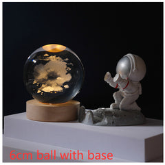 3D Crystal Ball Night Light Solar System Cosmic Theme LED Decoration Light Wooden Base Astronomy Nightlights Birthday Gift - Otaj Gifts