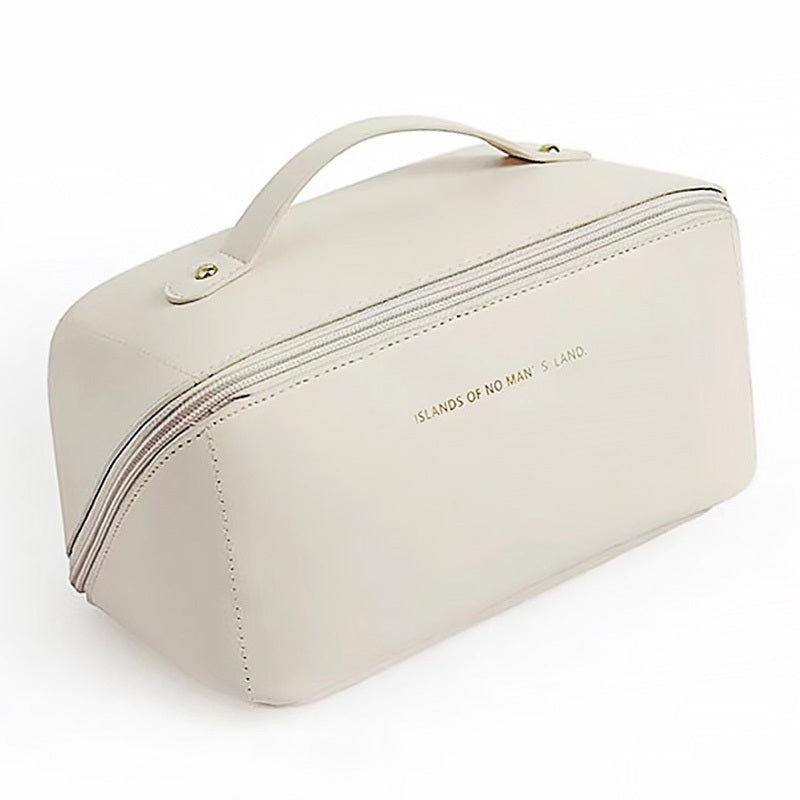 Pillow Cosmetic Bag Milk White High Capacity PU Leather Waterproof Cosmetic Pouch for Daily Travel - Otaj Gifts