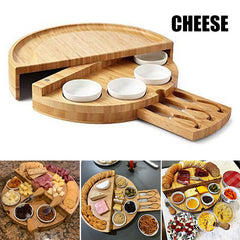 Wooden Cheese Cutting Board Set Rotating Opening And Closing - Otaj Gifts