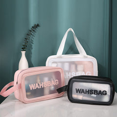 Pu Transparent Three Piece Makeup And Wash Bag Large Capacity - Otaj Gifts
