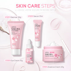 Sakura Skin Care Set 4-piece Set Cleansing Eye Cream Face Cream - Otaj Gifts