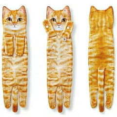 Cat Hand Towels Long Cat Shape Wipe Handkerchiefs Bath Towels For Bathroom Kitchen - Otaj Gifts