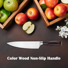 Kegani Japanese Chef Knife 8 Inch - Chefs Knife High Carbon Stainless Steel Knife Kitchen Cooking Knife - Rosewood FullTang Sharp Knife With Sheath - Otaj Gifts