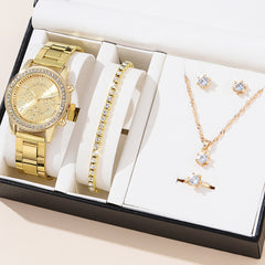 Women's Three-eye Quartz Diamond-embedded Watch - Otaj Gifts