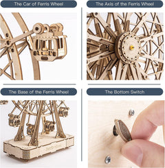 Robotime DIY Wooden Rotatable Ferris Wheel Model With Playing Music Toys For Children Birthday TGN01 - Otaj Gifts