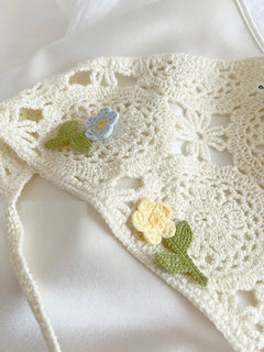 French Style Triangular Binder Retro Headcloth Knitted Headdress Photo - Otaj Gifts